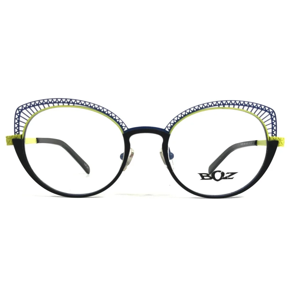 BOZ Eyeglasses Frames ICACOS 2050 Satin Black Blue Neon Yellow 48-19-140